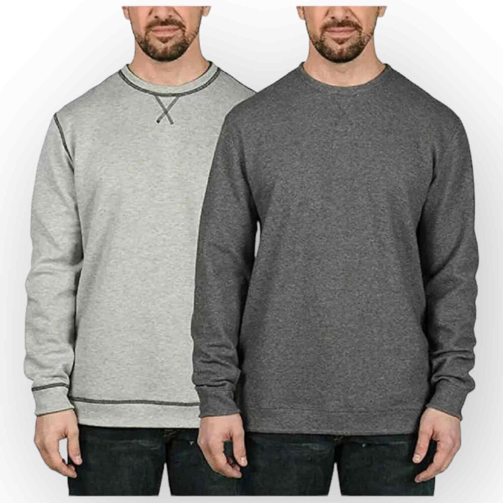 NWT Island Sands Men’s Reversible Crew Neck Sweater, Charcoal/Grey, Size Med 442